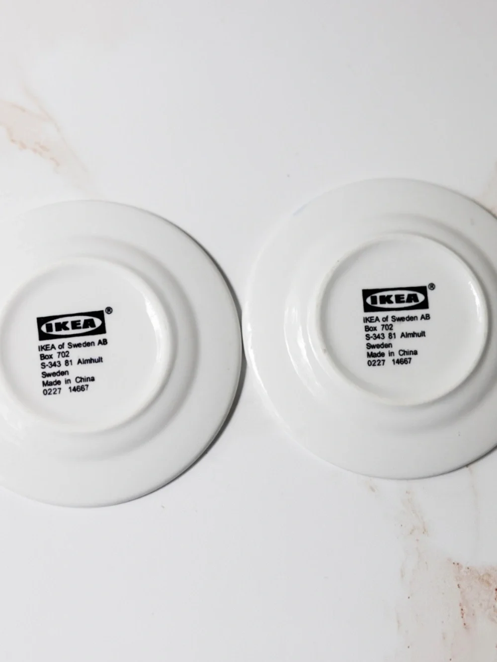 Set of 4 IKEA Almhult blue white small plates 4